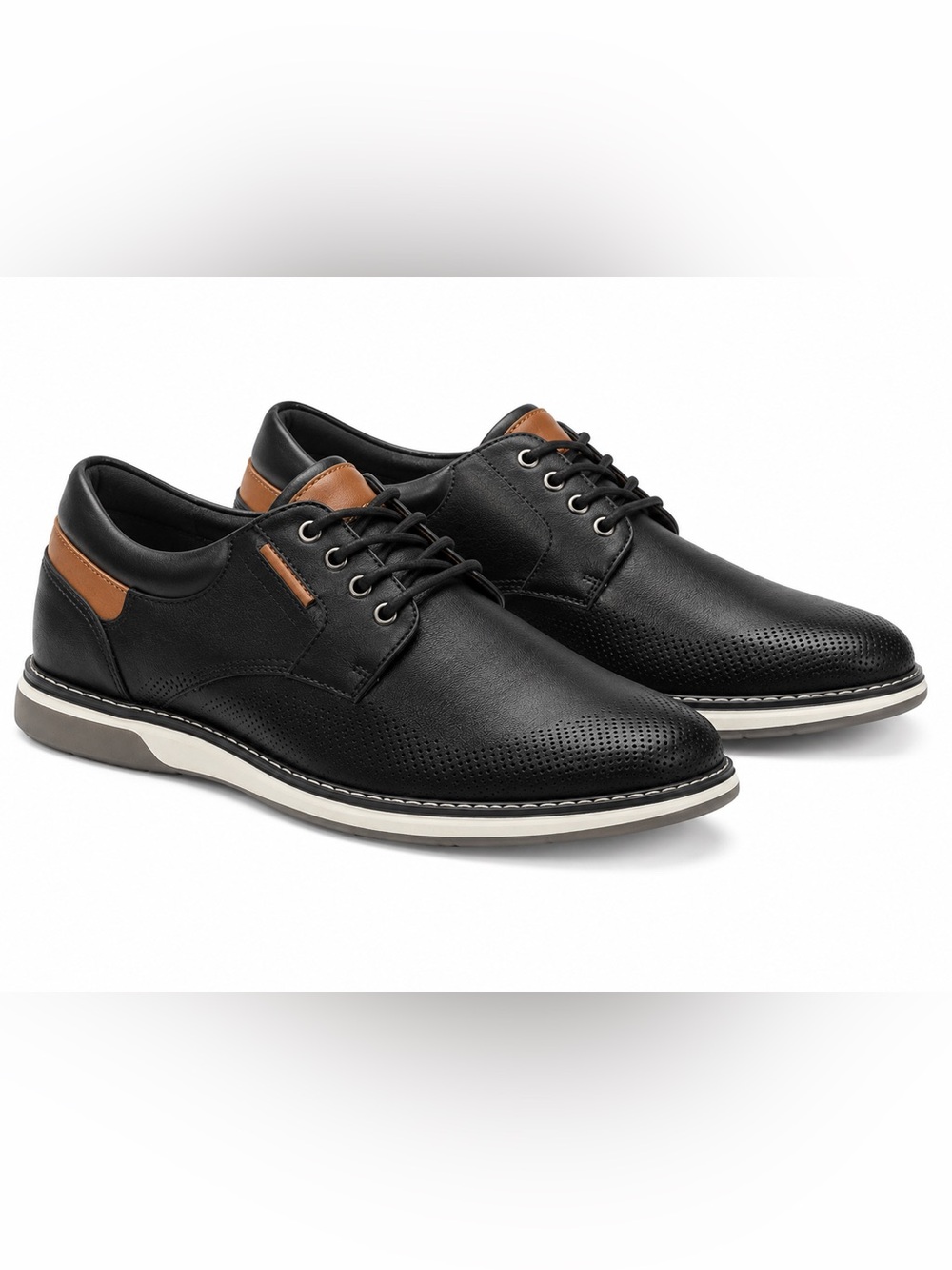 Men's Black Derby Shoes - Classic Lace-Up Oxfords 11 - Picture 1 of 5